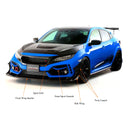 J's Racing Type-S Front Bumper Optional Carbon Fiber Side Wings - 2017+ Honda Civic Type R (FK8)