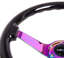 NRG 350mm Deep Dish Other Steering Wheel – 3" Dish – Classic Black Sparkle with 4mm Neo Chrome 3-Spoke Center