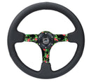 NRG Reinforced Steering Wheel (350mm/ 3in. Deep) Matte Black Spoke/Black Leather/ Yellow Center – Default Title