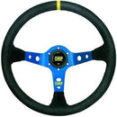 OMP Corsica Dished Steering Wheel Suede 3 Anod – Blue