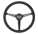 NRG Reinforced Stealth Wheel (380mm) 3 Spoke Center - 1in Deep Dish - Perforated Leather Red Stitch – Default Title