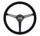 NRG Reinforced Stealth Wheel (380mm) 3 Spoke Center - 1in Deep Dish - Vegan Suede Red Stitch – Default Title