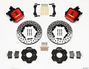 Wilwood Combination Parking Brake Rear Brake Kit (11.00 in Drilled & Slotted Rotors - Red Powder Coat Calipers) - 1992-1995 / 1999-2000 Honda Civic / 1990-2001 Acura Integra - Disc 2.39 Offset / Hub Kit | 140-10206-DR