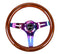 NRG Classic Wood Grain Steering Wheel (310mm) Dark Wood & Black Line Inlay w/Neochrome 3-Spoke Ctr.