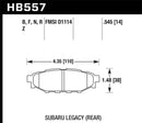 Hawk 2013-2014 Subaru BRZ Ltd (277mm Fr Disc/Solid Rr Disc) High Perf. Street 5.0 Rear Brake Pads