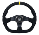 NRG Reinforced Steering Wheel (320mm) Sport Alcantara Flat Bottom with Yellow Center Mark – Default Title