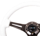 NRG 350mm Wood Grain Steering Wheel – 1.5" Deep Dish – Classic Wood Grain Steering Wheel White Paint Grip with Black 3-Spoke Center