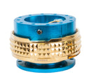 NRG Gen 2.1 Steering Wheel Quick Release – New Blue Body / Chrome Gold Pyramid Ring