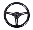 NRG Classic Wood Grain Steering Wheel (350mm) Black Sparkled Grip w/Black 3-Spoke Center