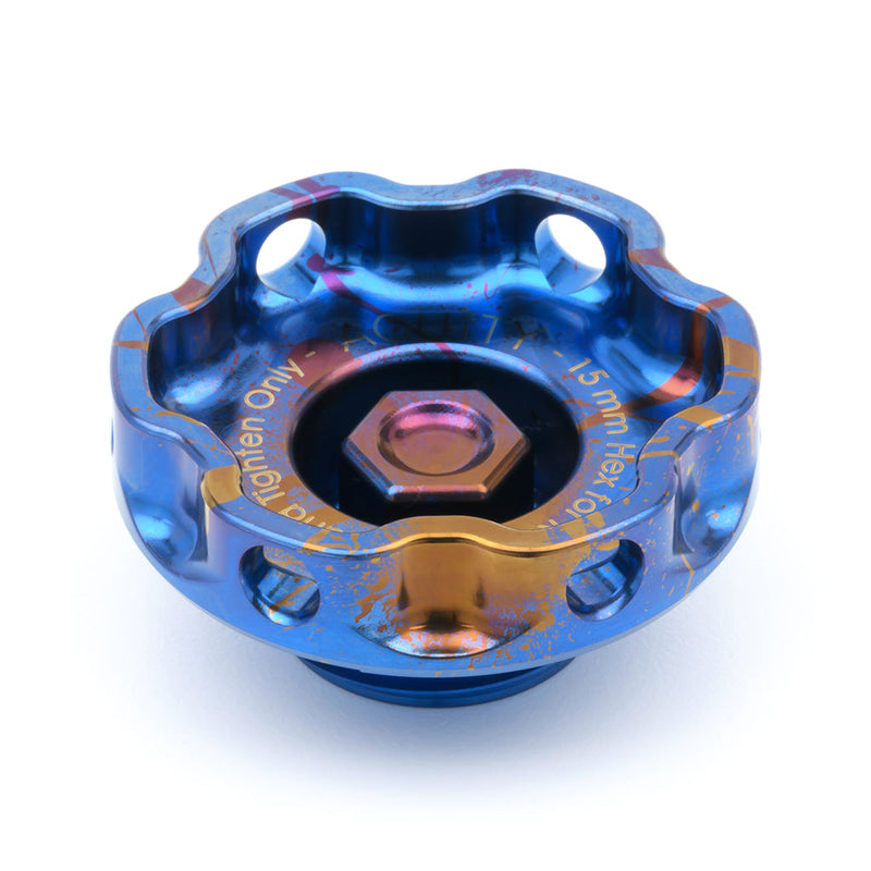 Podium-Ti Oil Cap in Splatter Titanium Finish for Hondas/Acuras