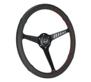 NRG Reinforced Stealth Wheel (380mm) 3 Spoke Center - 1in Deep Dish - Perforated Leather Red Stitch