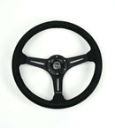 NRG Reinforced Micro Suede Racing Steering Wheel 350mm / 2.5in Deep / 4mm Matte Black Spoke – Default Title