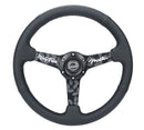 NRG Reinforced Black Perforated Leather Steering Wheel 350mm / 1.5in Deep with Goal Digger Black Stitch – Default Title
