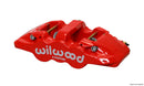 Wilwood AERO4 Brake Caliper - 1.12/1.12 in Piston Bores / 1.10 in Rotor Thickness / Red | 120-13338-RD