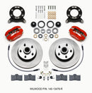 Wilwood Forged Dynalite M Front Brake Kit (Red Calipers) - 1965-1969 Ford Mustang - 1 Pc & Disc & Drum Spindle / 11.30 in Undrilled Rotors / Hub Kit | 140-13476-R