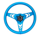 NRG 330mm Arrow Cutout Aluminum Steering Wheel – Aluminum Steering Wheel 330mm - Arow Cutout - Ergonomic Grip - Anodized Blue