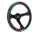 NRG Reinforced Steering Wheel - Oak Tree Outlaws 3in Deep/5mm Black Spk 350mm Wheel - Black Perf Lthr