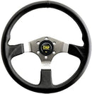 OMP Asso Flat Steering Wheel W 3 Steel Spokes (350mm) - Large Leather – Black