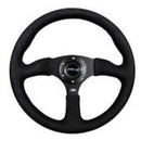 NRG Reinforced Steering Wheel (350mm / 2.5in. Deep)Blk Alcantara Comfort Grip with 4mm Matte Black Spokes – Default Title