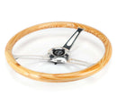 NRG Reinforced Steering Wheel (380mm) Light Wood Grain with 3-Spoke Center Shiny Chrome