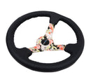 NRG Reinforced Steering Wheel (350mm / 3in. Deep) Black Leather Floral Dipped with Black Baseball Stitch