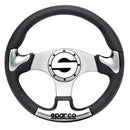 Sparco P222 Steering Wheel - 345mm | / Flat / Silver Accents / PU Leather