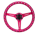 NRG 330mm Lightweight Aluminum Steering Wheel – Aluminum Steering Wheel 330mm - Extra Light - Ergonomic Grip - Anodized Pink