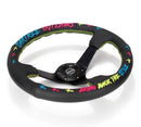 NRG Reinforced Steering Wheel - Oak Tree Outlaws 3in Deep/5mm Black Spk 350mm Wheel - Black Perf Lthr