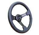 NRG Reinforced Steering Wheel (350mm / 3in. Deep) Black Leather/Red Stitch with Neo Chrome Slits – Default Title