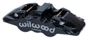 Wilwood AERO4-DS Brake Caliper - 1.12 in Piston Bore / 1.10 in Rotor Thickness / Black / Dust Seal | 120-14440-BK