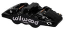 Wilwood AERO4 Right Brake Caliper - 1.62/1.38 in Piston Bores / 1.25 in Rotor Thickness / Black | 120-13281-BK