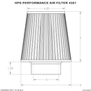 HPS Performance Universal Air Filter (Oiled) – Length 10.25", Element 9", Base OD 6" – 4" / White