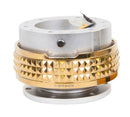 NRG Gen 2.1 Steering Wheel Quick Release – Silver Body / Chrome Gold Pyramid Ring