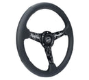 NRG Reinforced Black Perforated Leather Steering Wheel 350mm / 1.5in Deep with Goal Digger Black Stitch