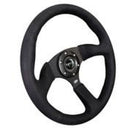 NRG Reinforced Steering Wheel (350mm / 2.5in. Deep)Blk Alcantara Comfort Grip with 4mm Matte Black Spokes