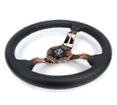 NRG Light Weight Gaming Steering Wheel - Spllitz 350mm 3 Rose Gold Spokes Slits - Leather