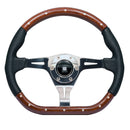 Nardi Kallista Steering Wheel - 350mm | Polished / Wood / Black Per Leather / Black Stitch