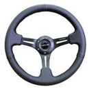 NRG Reinforced Steering Wheel (350mm / 3in. Deep) Black Leather with Black Stitching – Default Title