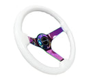 NRG 350mm Deep Dish Wood Grain Steering Wheel – 3" Dish – Dark Wood Grain - 3in Deep - Black 3-Spoke Center