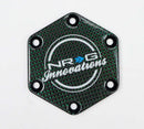 NRG Carbon Fiber with Green Texalium Fabrics Horn Delete Button Circular Logo Front/ Back