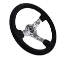 NRG Reinforced Steering Wheel (350mm / 3in. Deep) Black Suede with Hydrodipped Digi-Camo Spokes