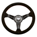 Nardi Sport Rally Deep Corn Steering Wheel - 330mm | Black Suede / Red Stitch