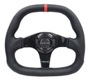 NRG Carbon Fiber Steering Wheel (320mm) Black CF Center with Black Stitch Red Center Mark Flat Bottom – Default Title