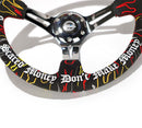 NRG Reinforced Steering Wheel R Litteral Sig 3in Deep/5mm Chrm Spk - Black Alc with Red Stitch