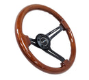 NRG Reinforced Steering Wheel (350mm / 3in. Deep) Brown Wood with Blk Matte Spoke/Black Center Mark – Default Title
