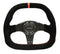 NRG Carbon Fiber Steering Wheel (320mm) Flat Btm. Blk Suede/Red Stitch w/CF Spokes & Red Center Mark