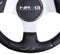 NRG Carbon Fiber Steering Wheel (350mm) Silver Frame Blk Stitching w/Rubber Cover Horn Button