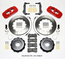 Wilwood AERO4 Rear Brake Kit (14.25 in Slotted Rotors - Red Calipers) - 2014+ Dodge Challenger - Includes Brake Lines | 140-14068-R