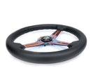 NRG Light Weight Gaming Steering Wheel - 350mm 3 Neo Chrome Silver Spokes Perforated Leather