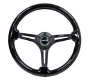 NRG Reinforced Steering Wheel (350mm / 3in. Deep) Black Wood with Blk Matte Spoke/Black Center Mark